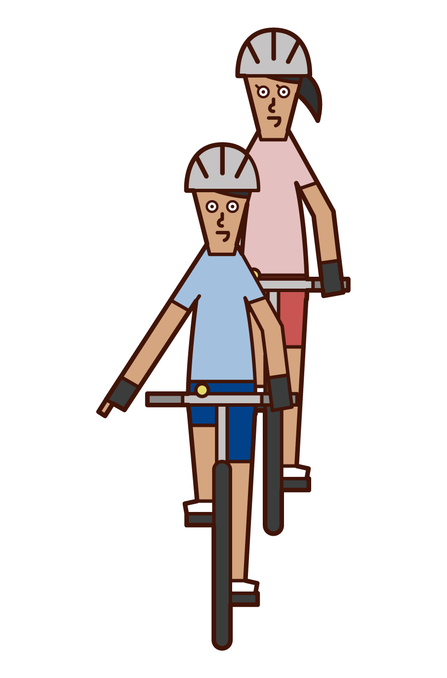 自行車手信號和路面警告（男性）插圖
