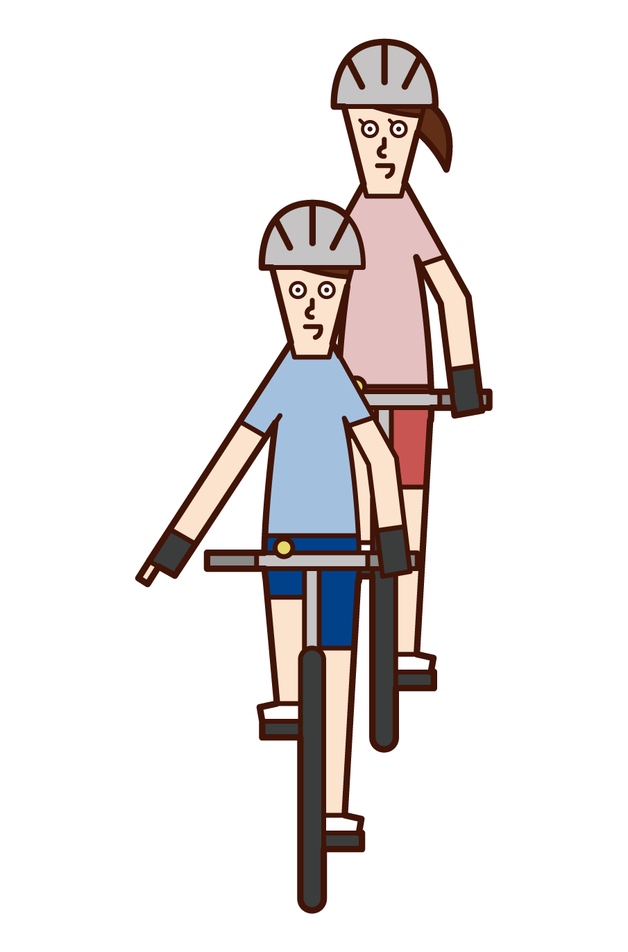 自転車の手信号・左折（女性）のイラスト