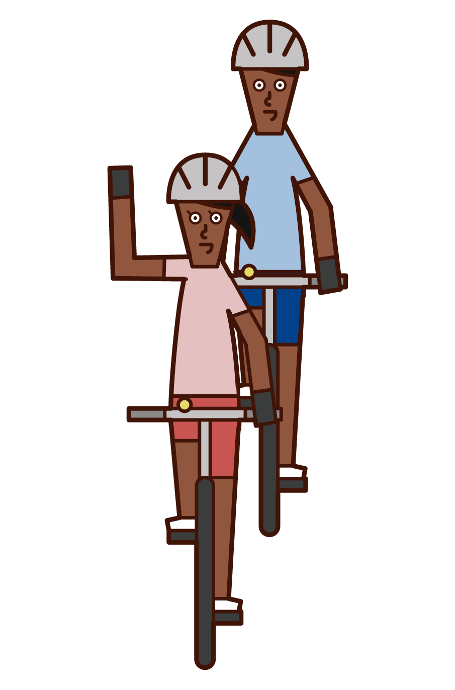 自転車の手信号・左折（男性）のイラスト