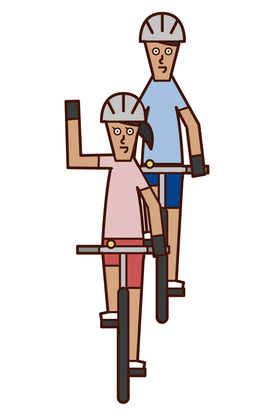 Illustration of bicycle hand signal, left turn (male)
