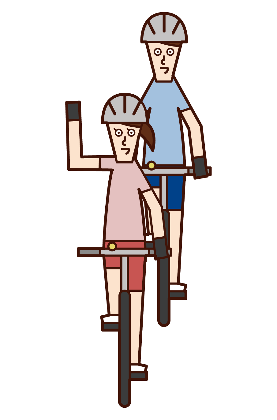 자전거 남자 신호 및 좌회전 (남성) 그림