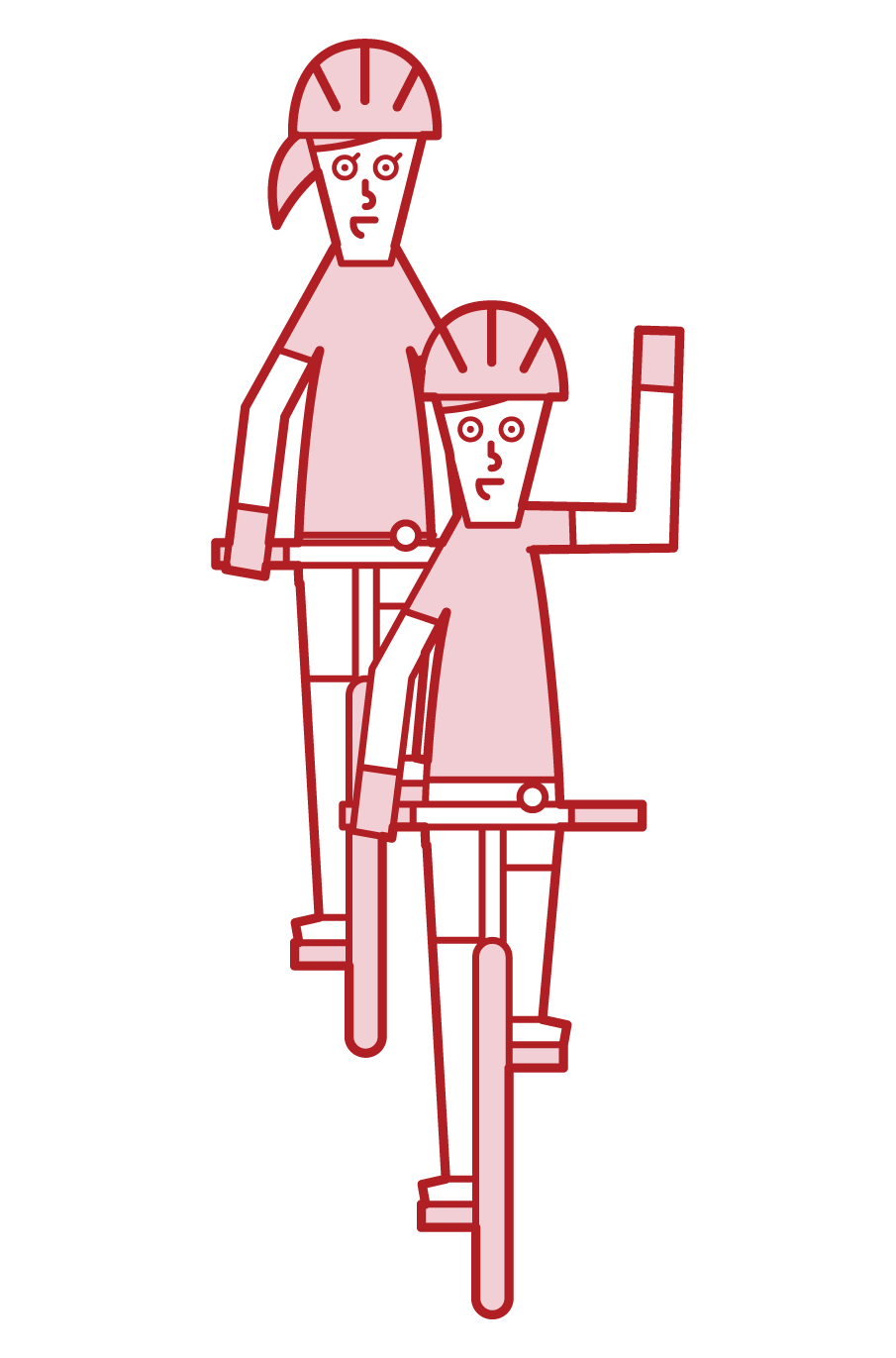 自転車の手信号・右折（男性）のイラスト
