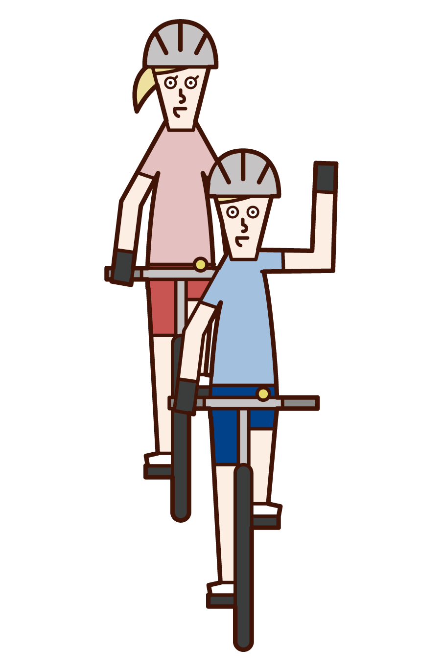 자전거 남자 신호 및 우회전 (남성) 그림