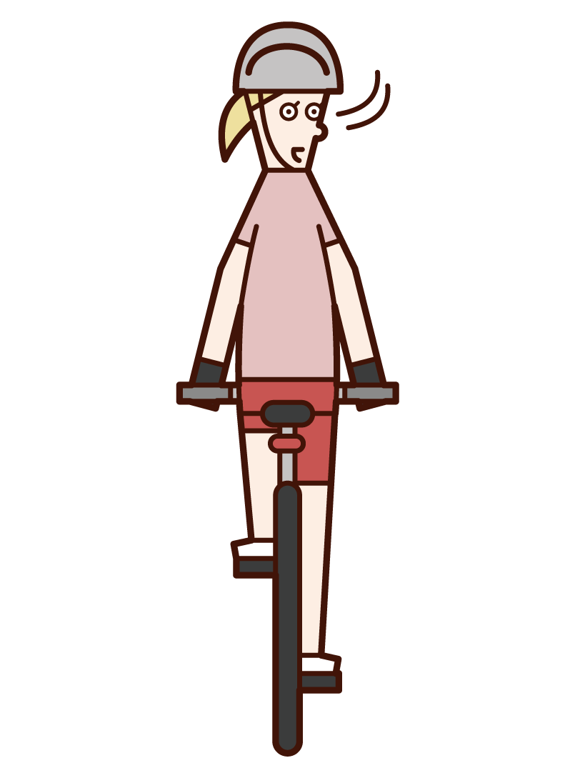 Illustration of a cyclist (woman) checking the rear