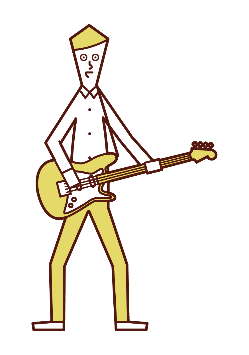 Illustration of a man playing an electric bass