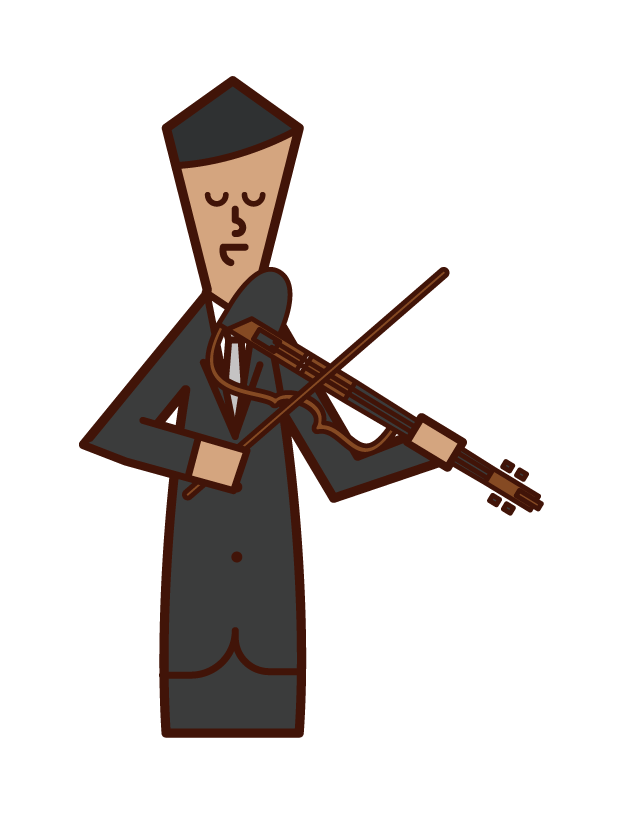エレクトリックバイオリンを演奏する人（男性）のイラスト