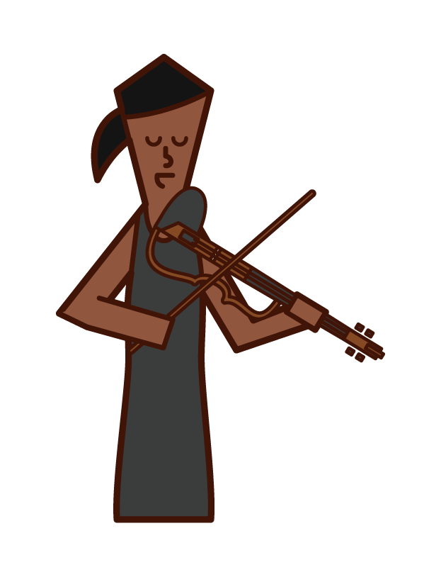 エレクトリックバイオリンを演奏する人（女性）のイラスト