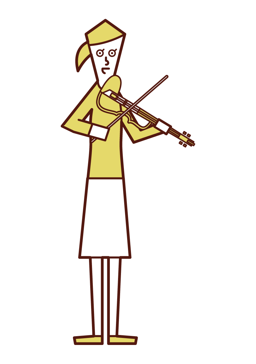 練習電小提琴的人（女性）插圖