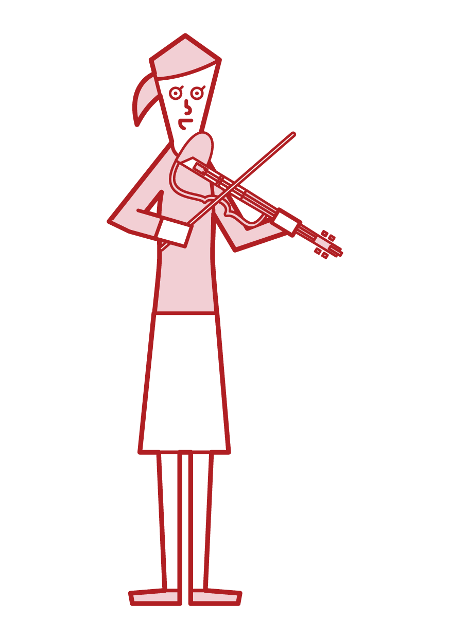 Illustration of a woman practicing electric violin