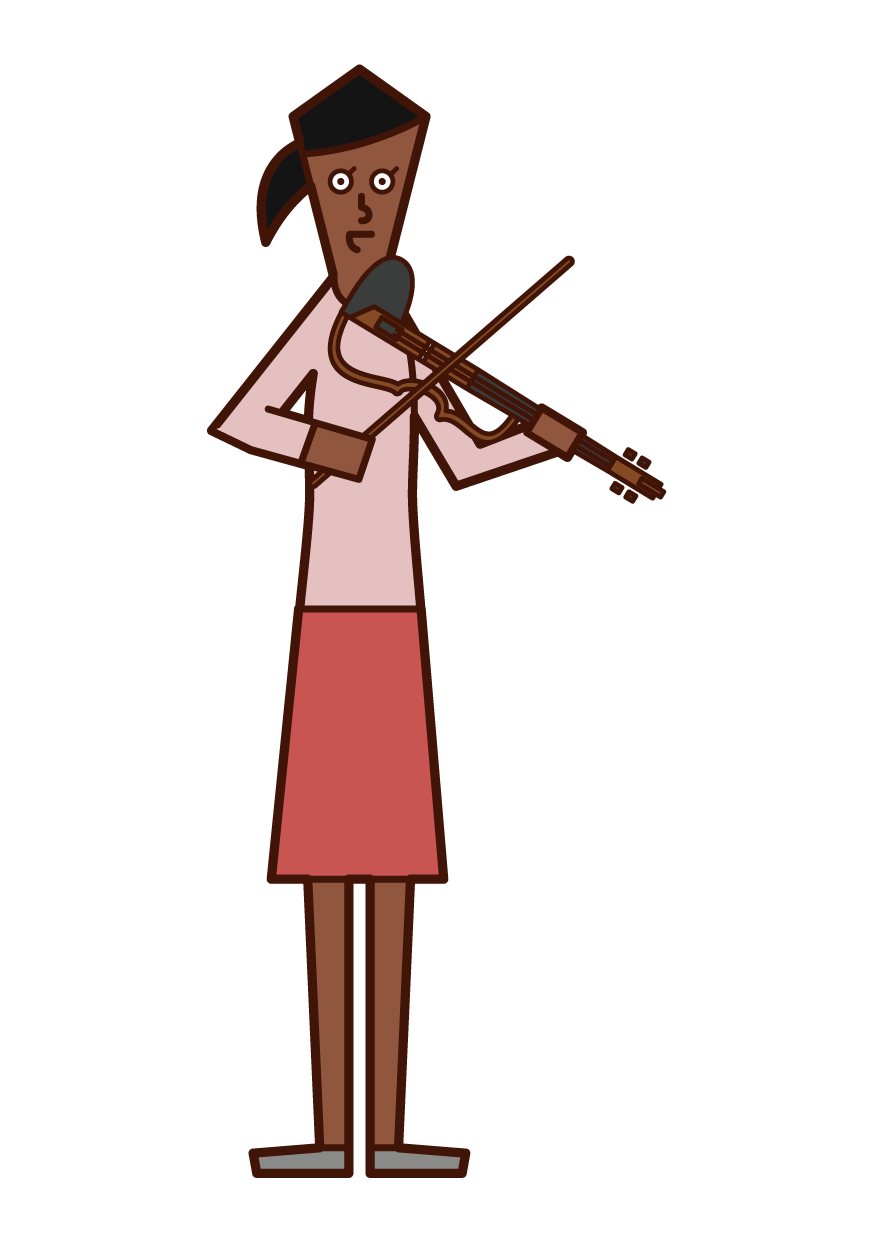 Illustration of a woman practicing electric violin