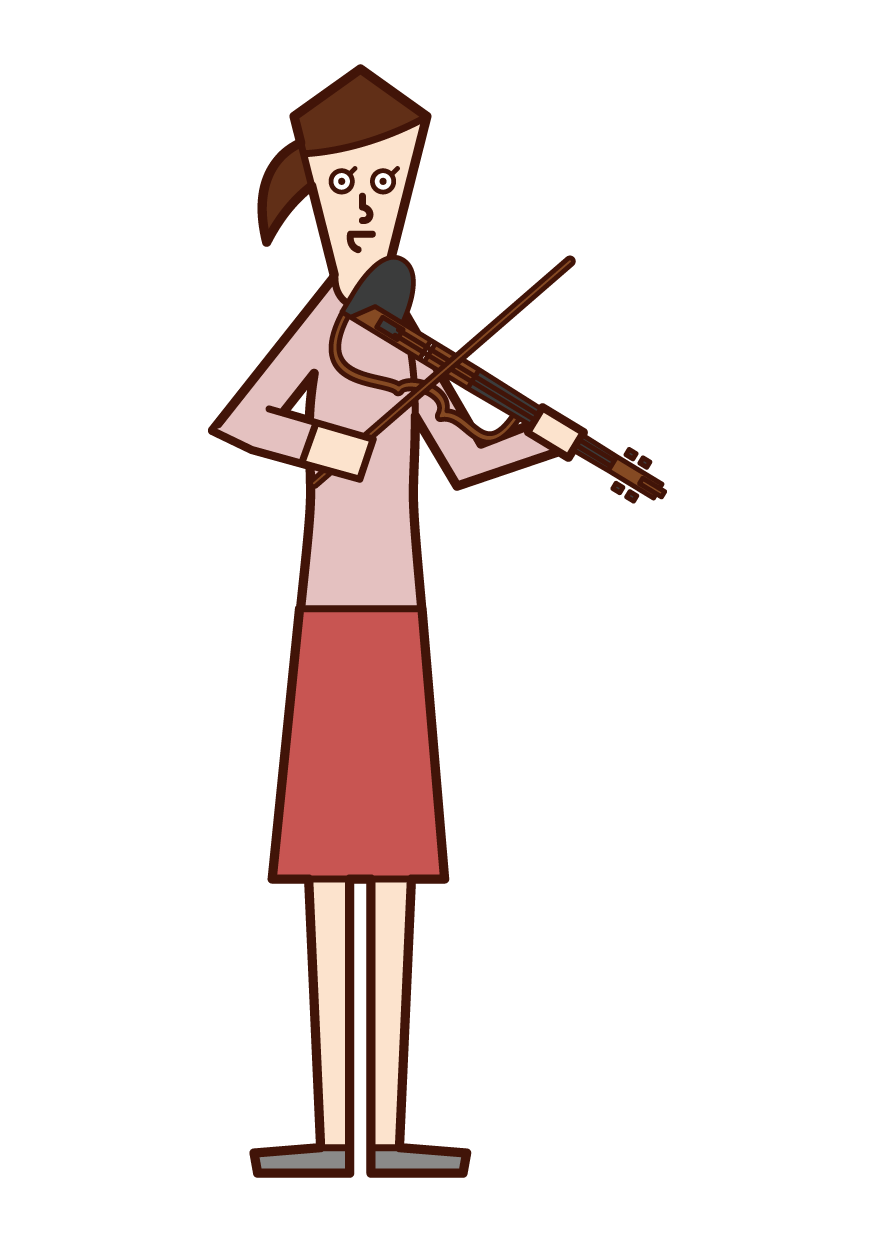 エレクトリックバイオリンの練習をする人（女性）のイラスト