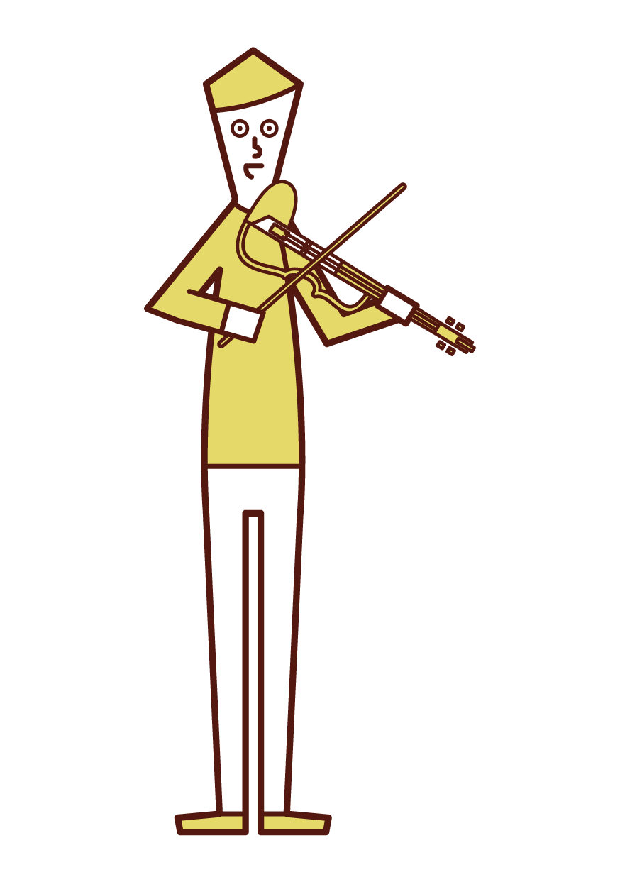 Illustration of a man practicing electric violin