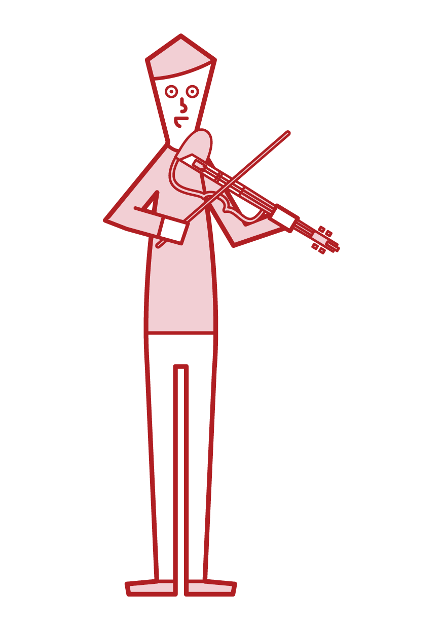 練習電小提琴的人（男性）插圖