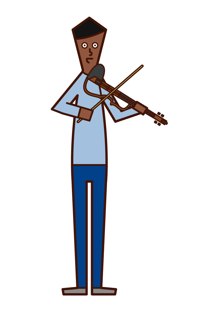 エレクトリックバイオリンの練習をする人（男性）のイラスト