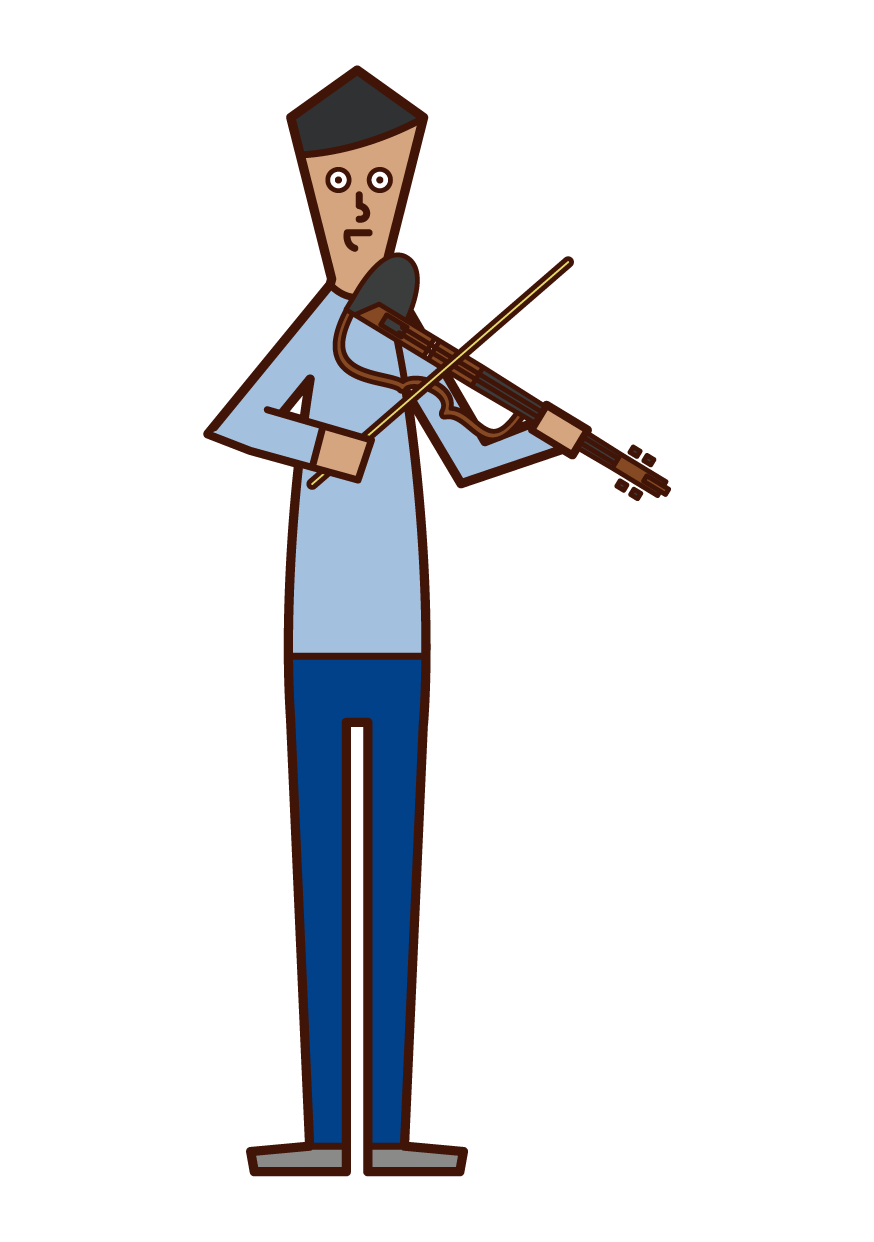 練習電小提琴的人（男性）插圖