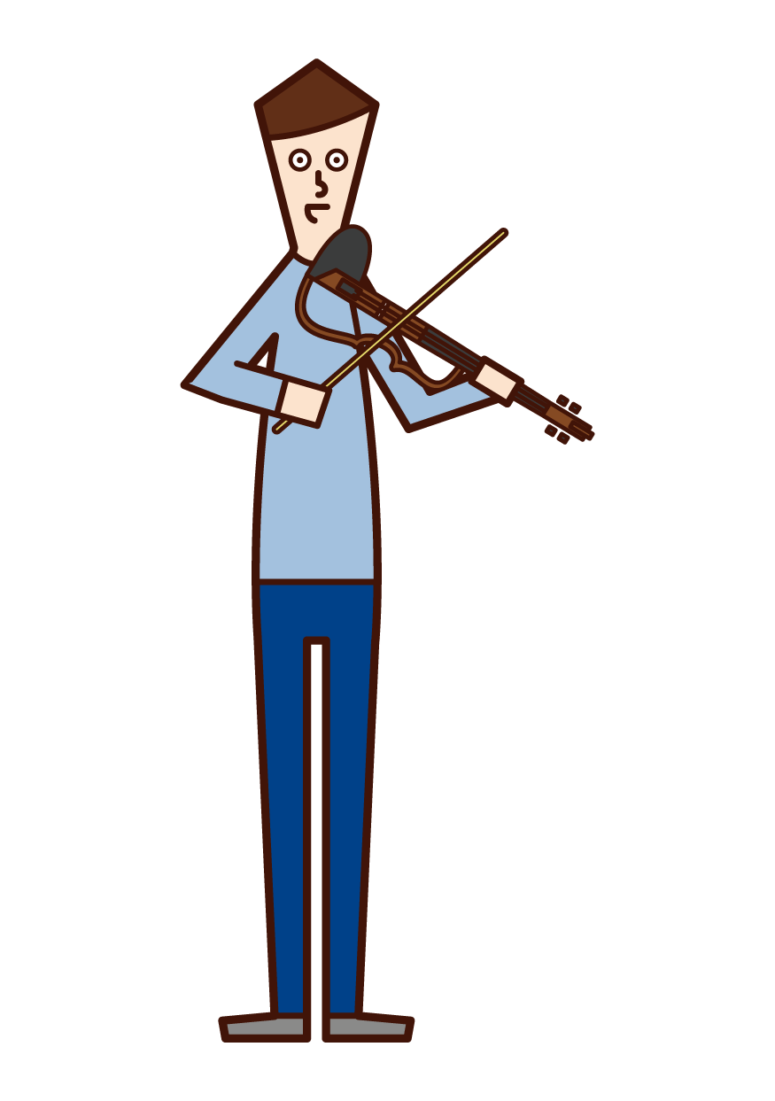 エレクトリックバイオリンの練習をする人（男性）のイラスト