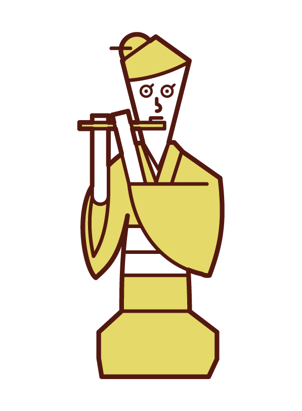 横笛を演奏する人（女性）のイラスト