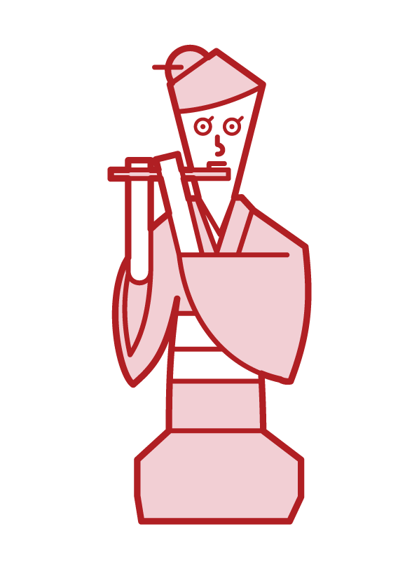 演奏側笛的人（女性）的插圖