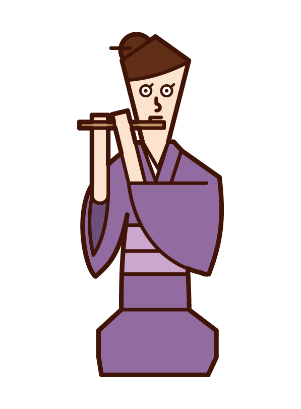 사이드 플루트를 연주하는 사람 (여성)의 그림