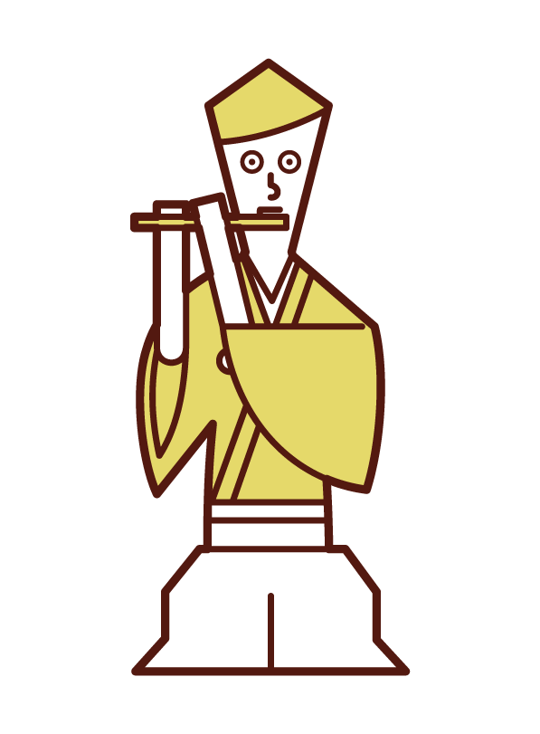 横笛を演奏する人（男性）のイラスト