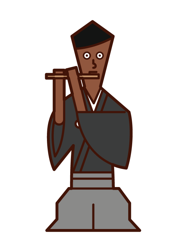 Illustration of a man playing a flute