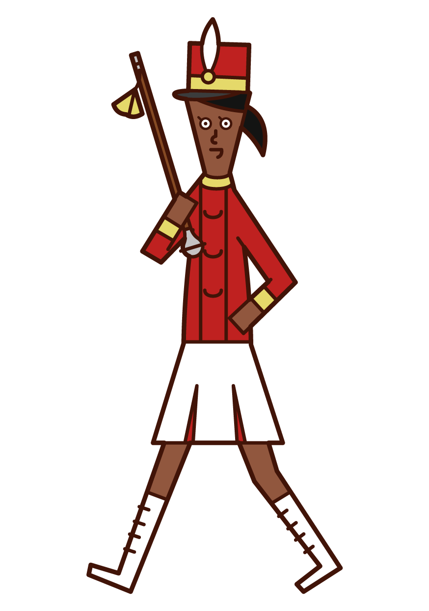 Illustration of drum major (female) of marching band