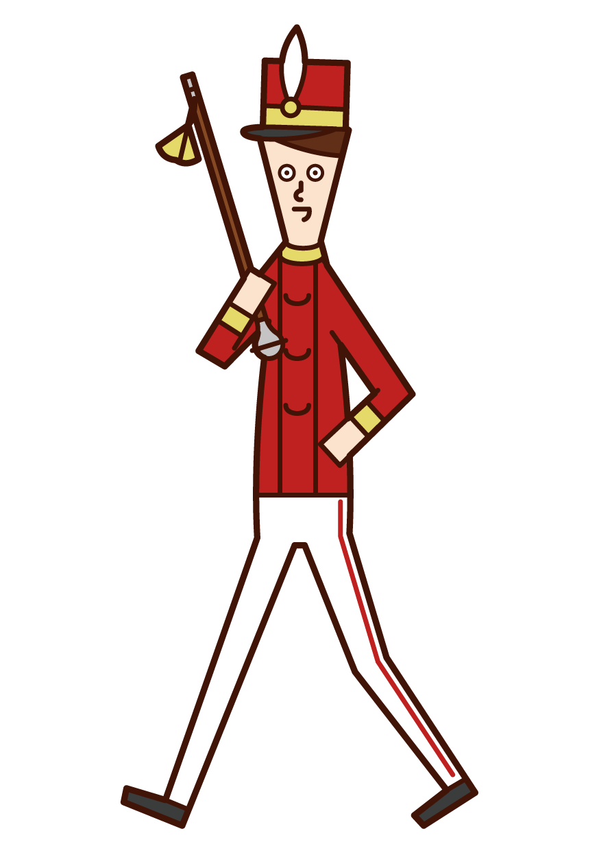 Illustration of drum major (male) of marching band