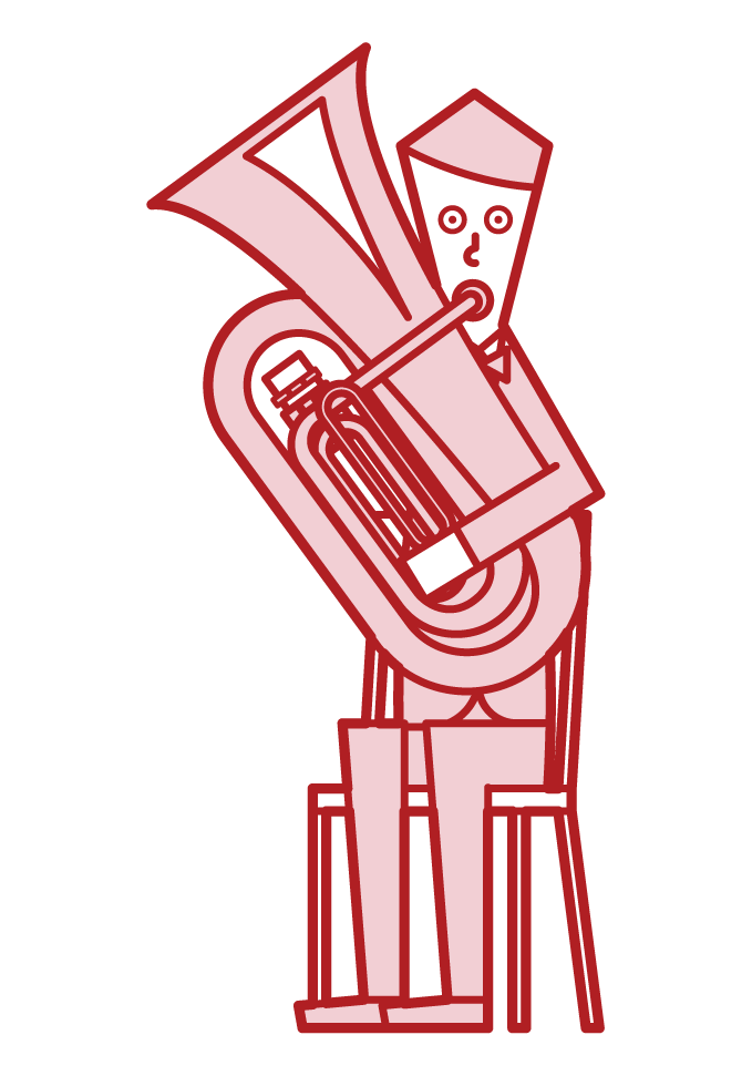 Illustration of a person (male) playing a tuba
