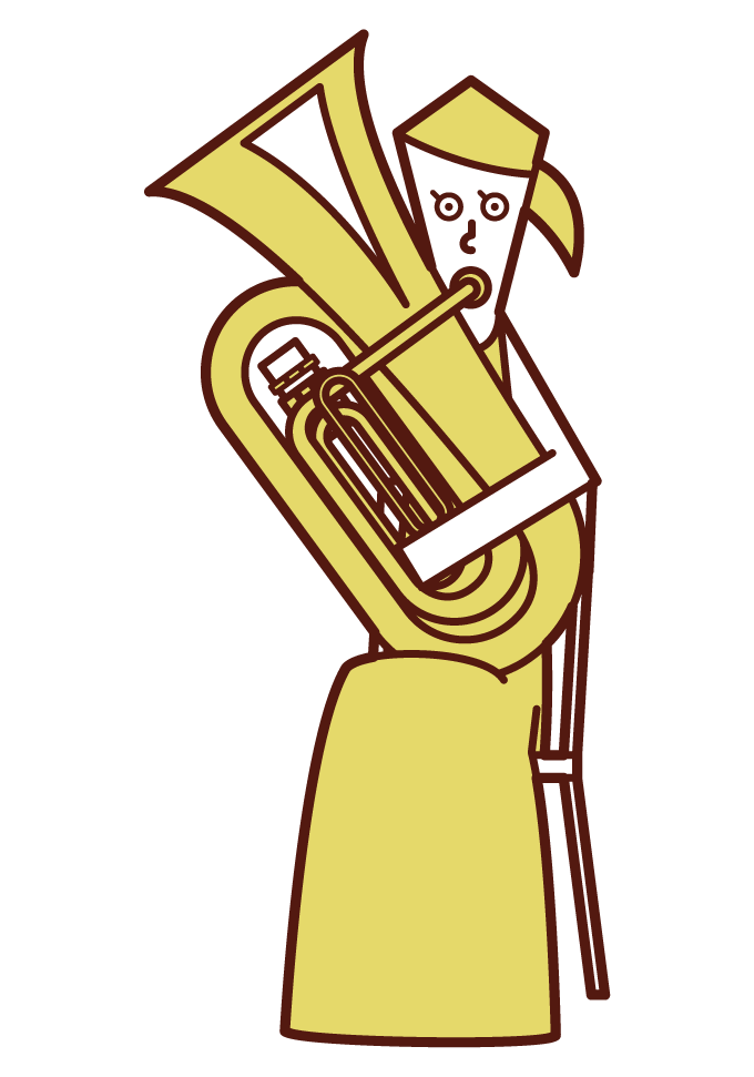 Illustration of a woman playing a tuba