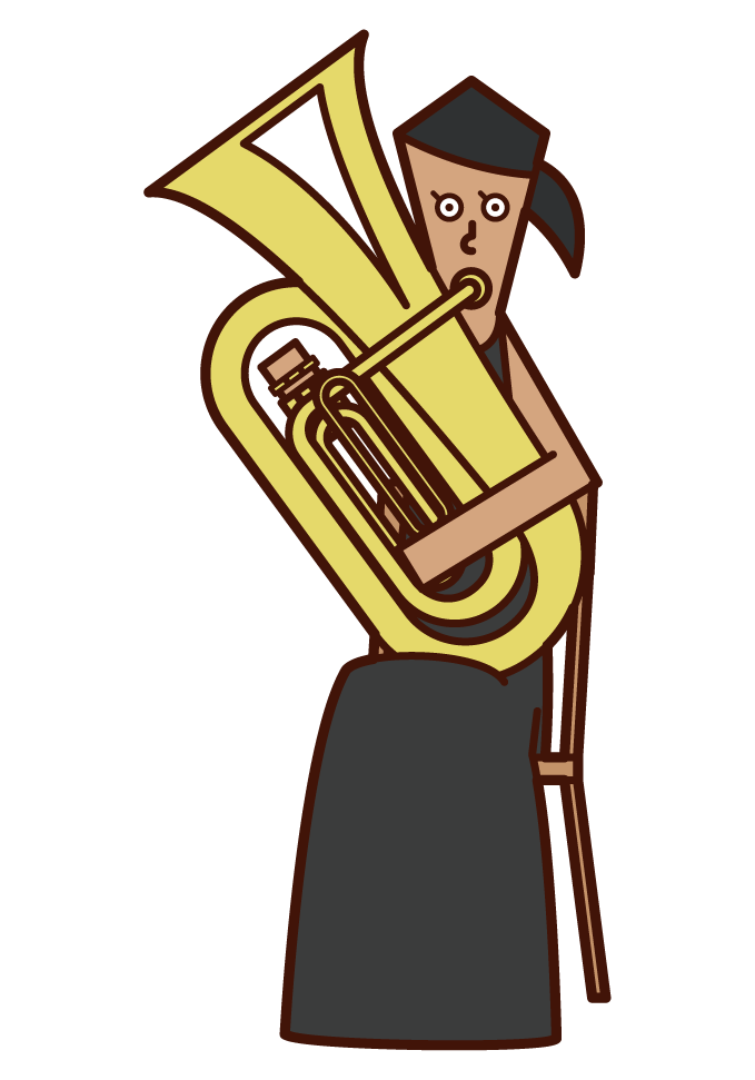 Illustration of a woman playing a tuba