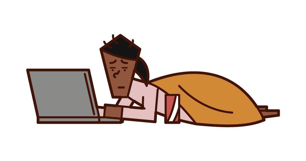 Illustration of Neet (woman) using a computer