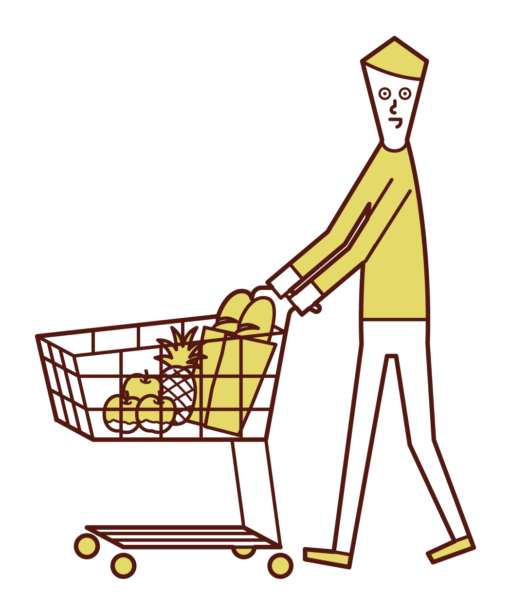 スーパーマーケットで買い物をする人 男性 のイラスト フリーイラスト素材 Kukukeke ククケケ