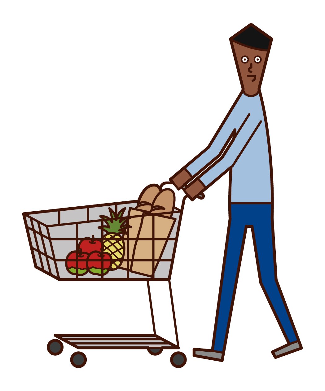 슈퍼마켓에서 쇼핑하는 사람 (남성)의 그림