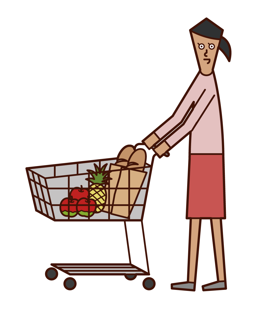 スーパーマーケットで買い物をする人 女性 のイラスト フリーイラスト素材集 Kukukeke
