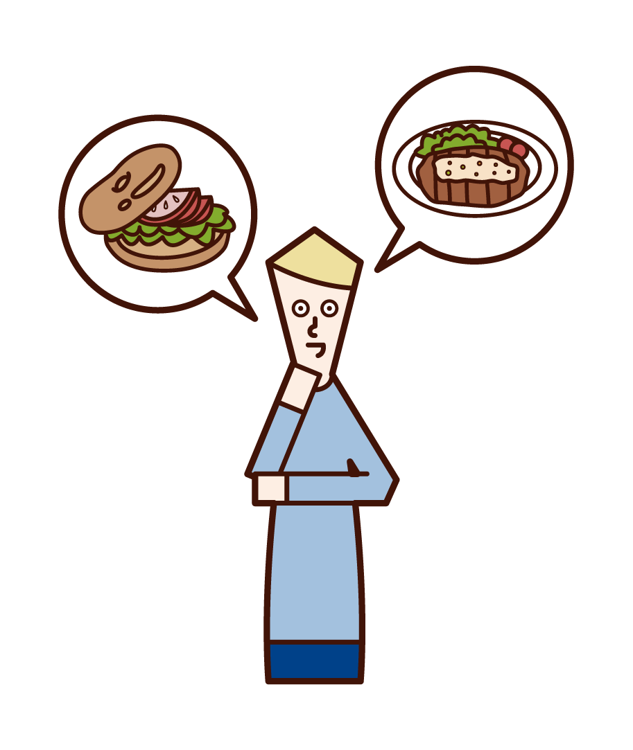Illustration of a man who thinks about cooking to order