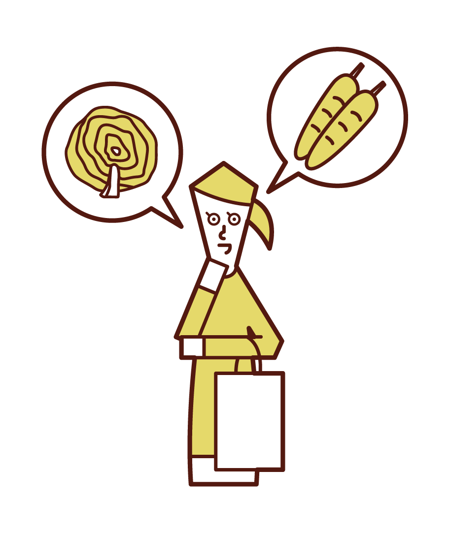 Illustration of a woman choosing ingredients