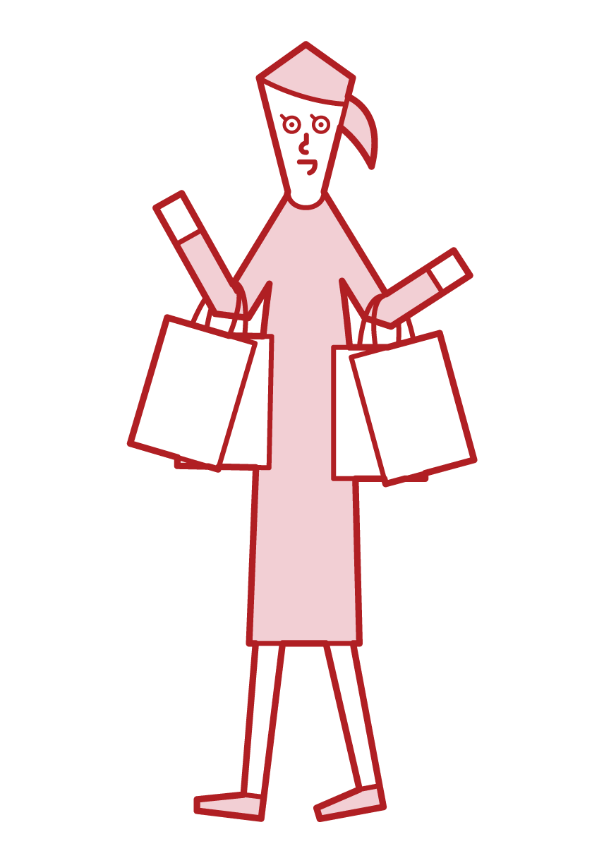 Illustration of a person (woman) enjoying shopping