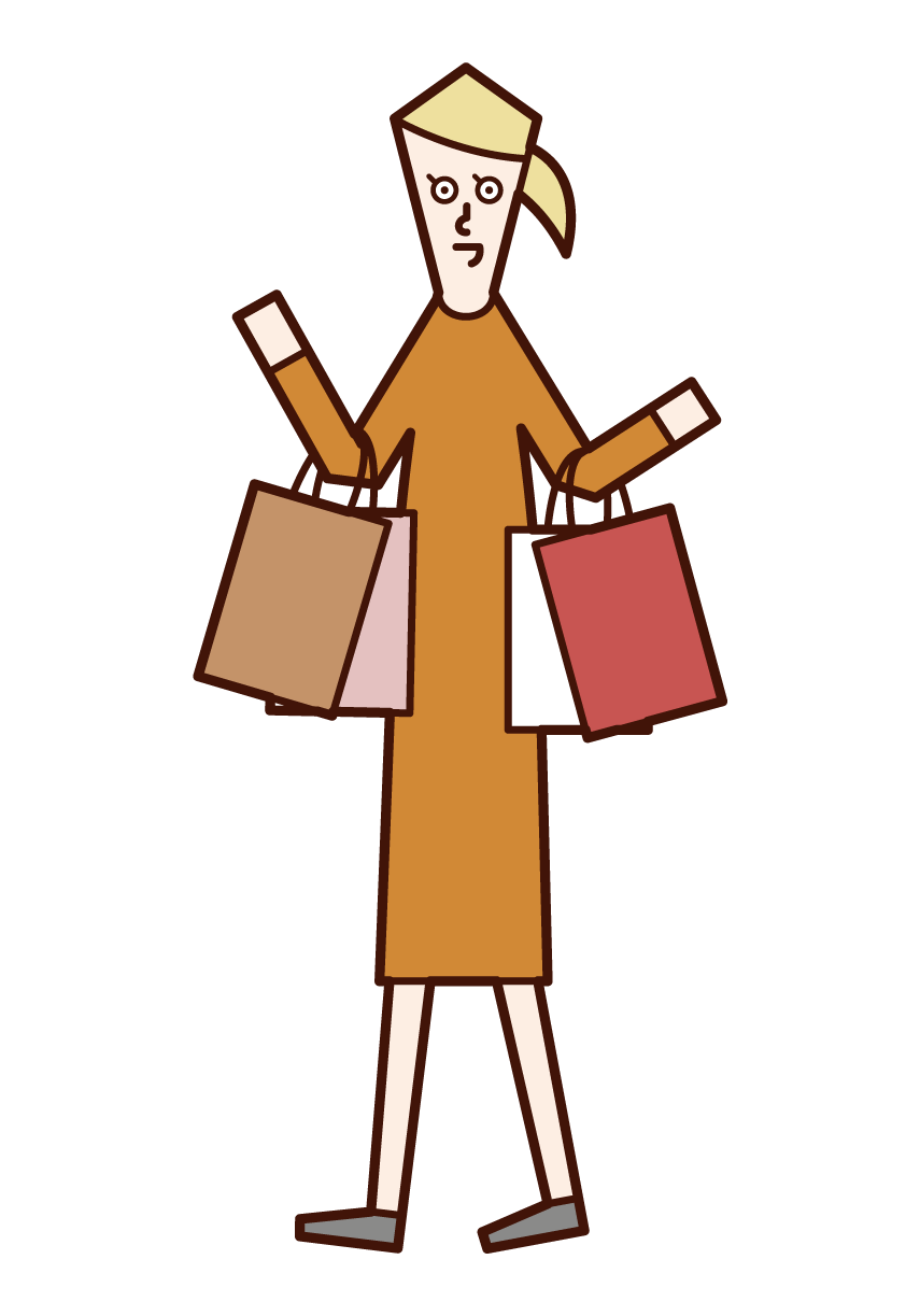 ショッピングを楽しむ人（女性）のイラスト