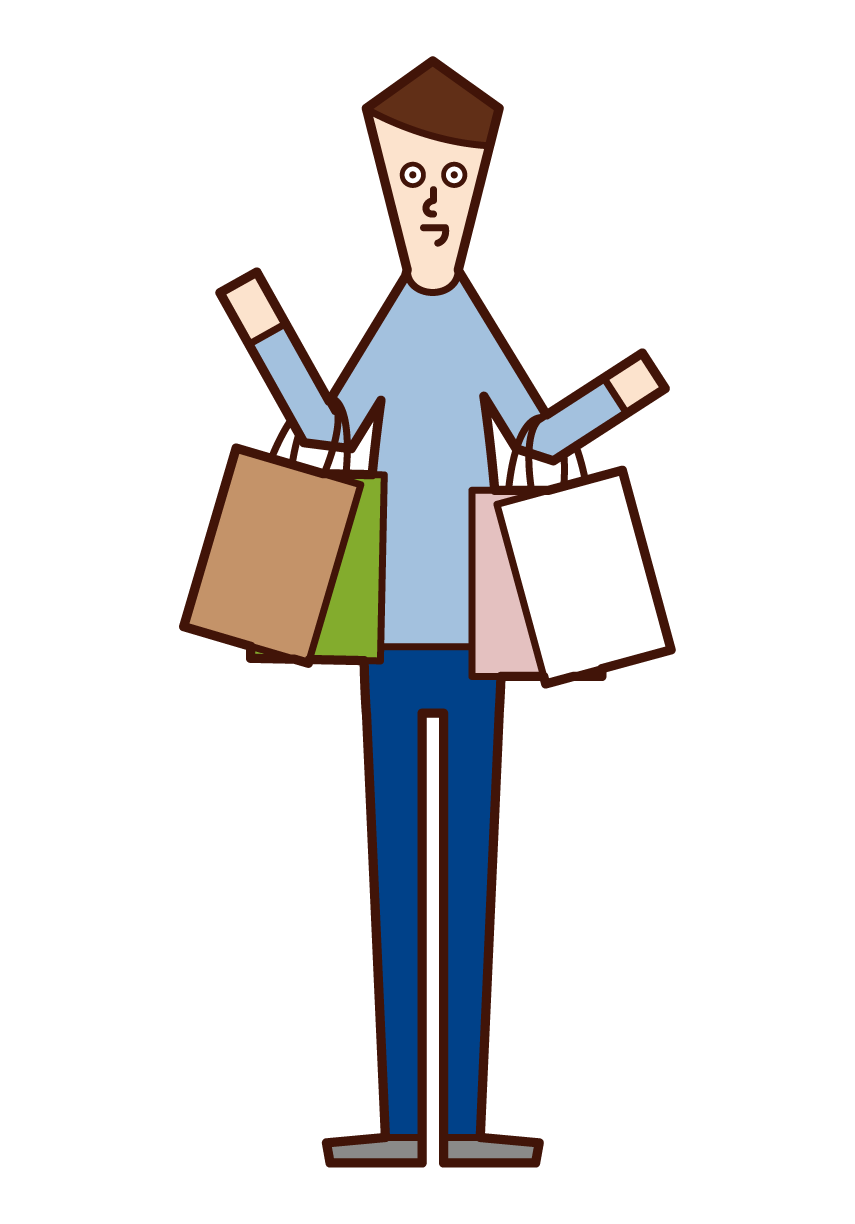 Illustration of a man enjoying shopping
