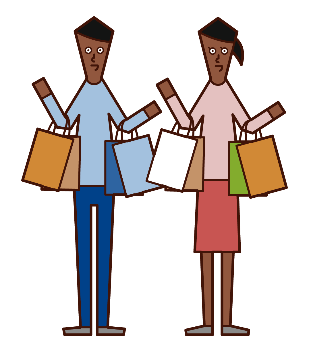Illustration of couple enjoying shopping