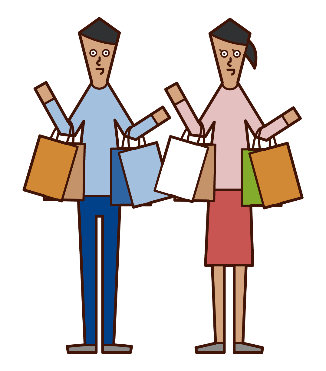 Illustration of couple enjoying shopping