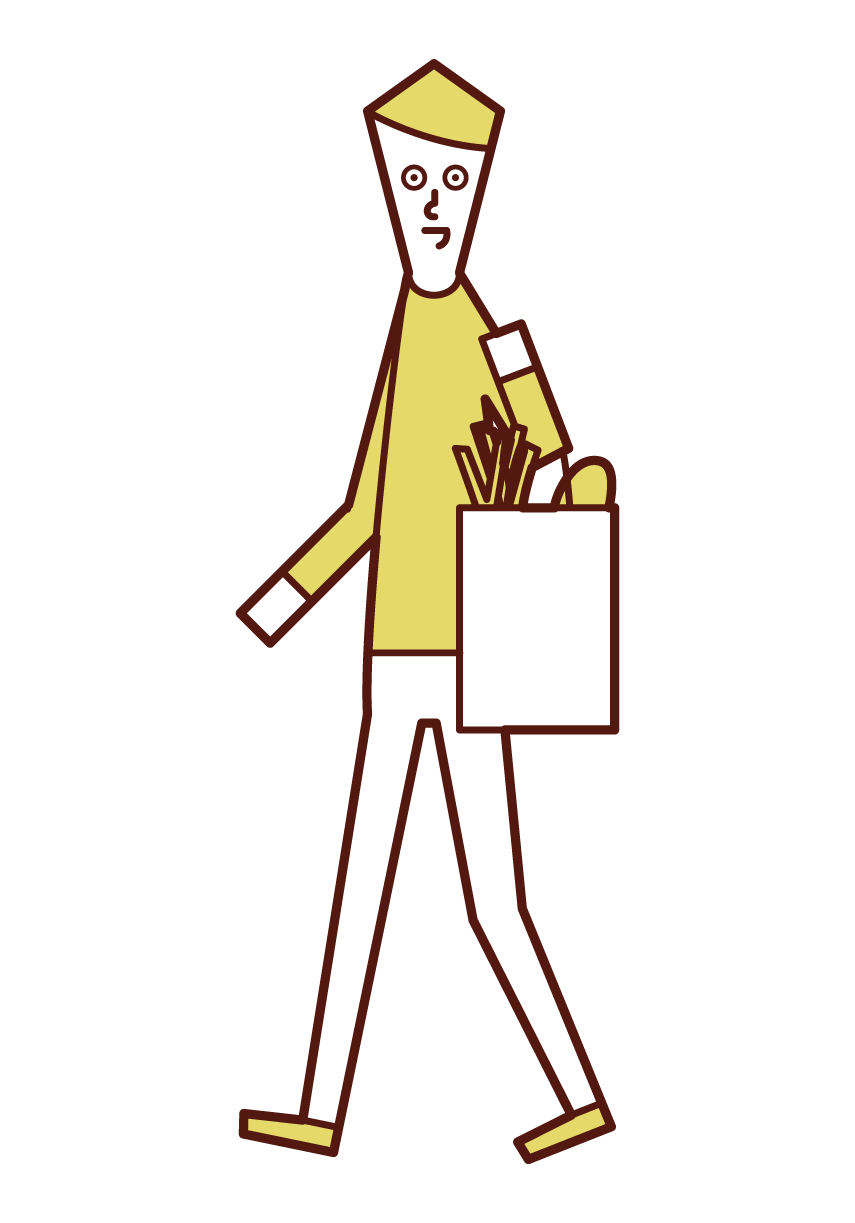 購物者（男性）的插圖