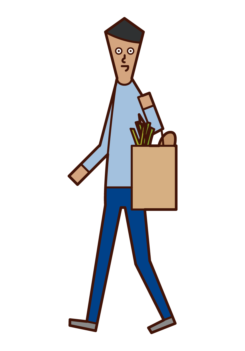 買い物をする人（男性）のイラスト