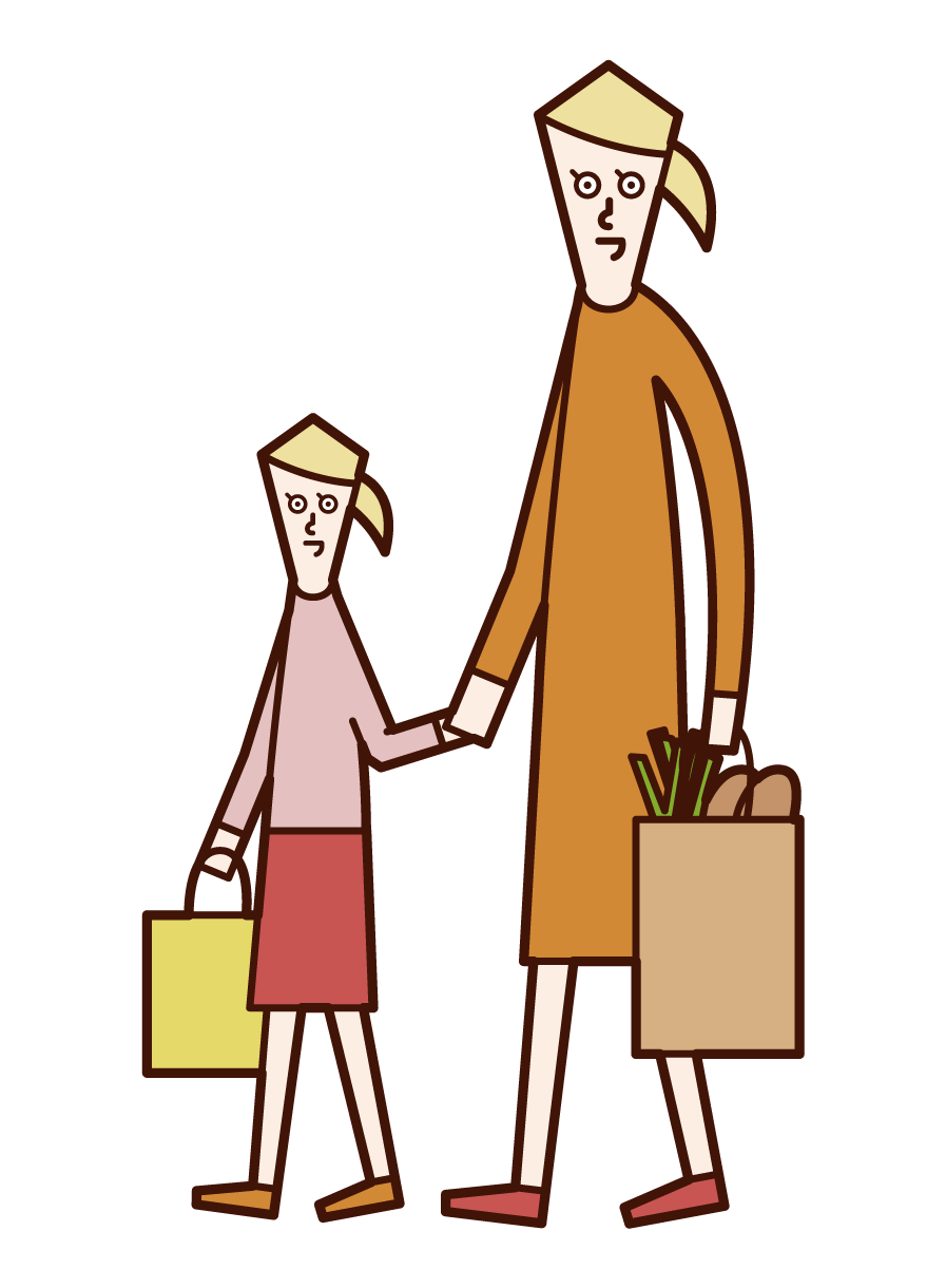 쇼핑 부모와 자녀 (여성)의 그림