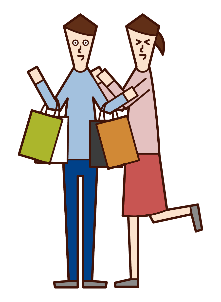 Illustration of a woman who is happy to shop