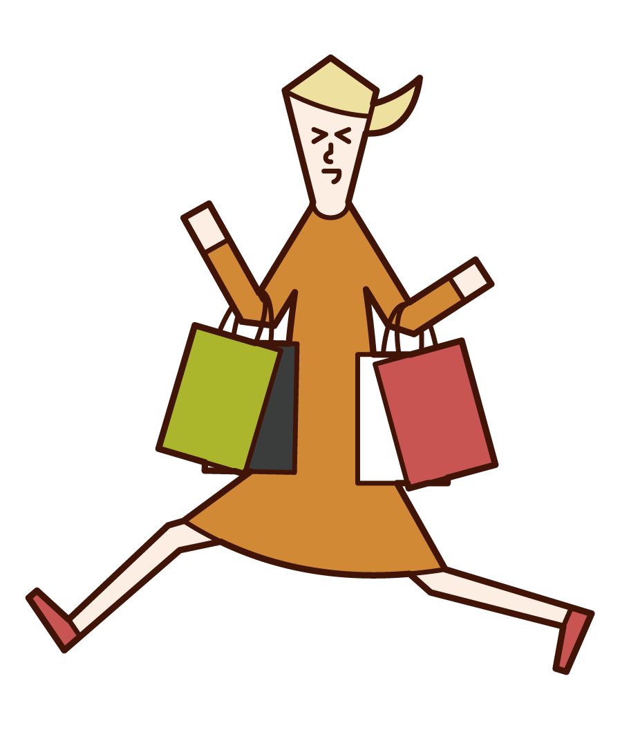 Illustration of a woman who is happy to shop