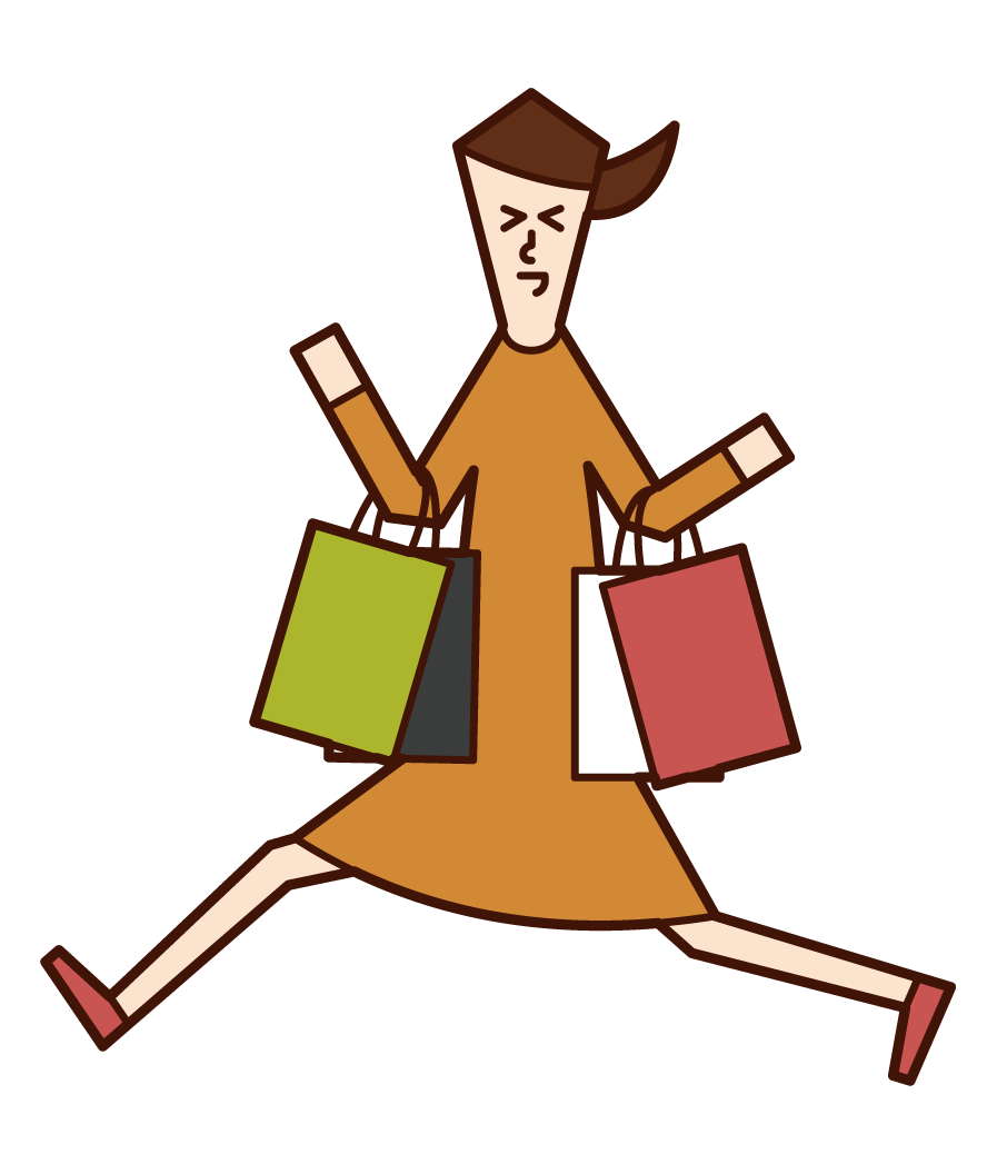 Illustration of a woman who is happy to shop