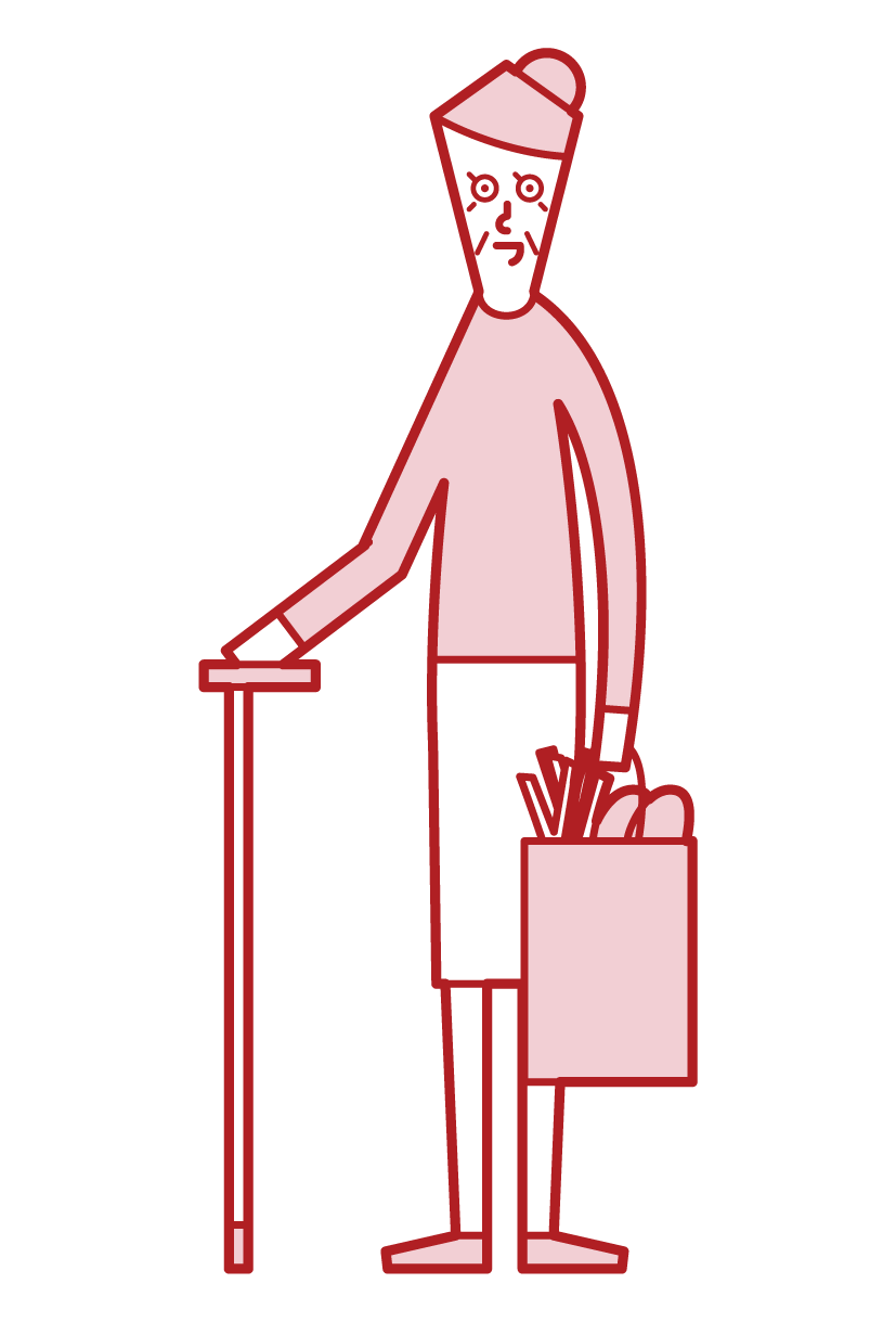Illustration of a shopper (grandmother)