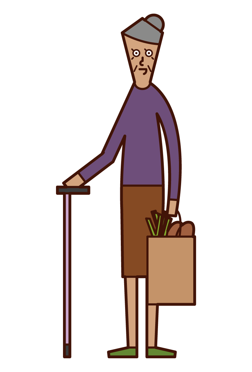 Illustration of a shopper (grandmother)