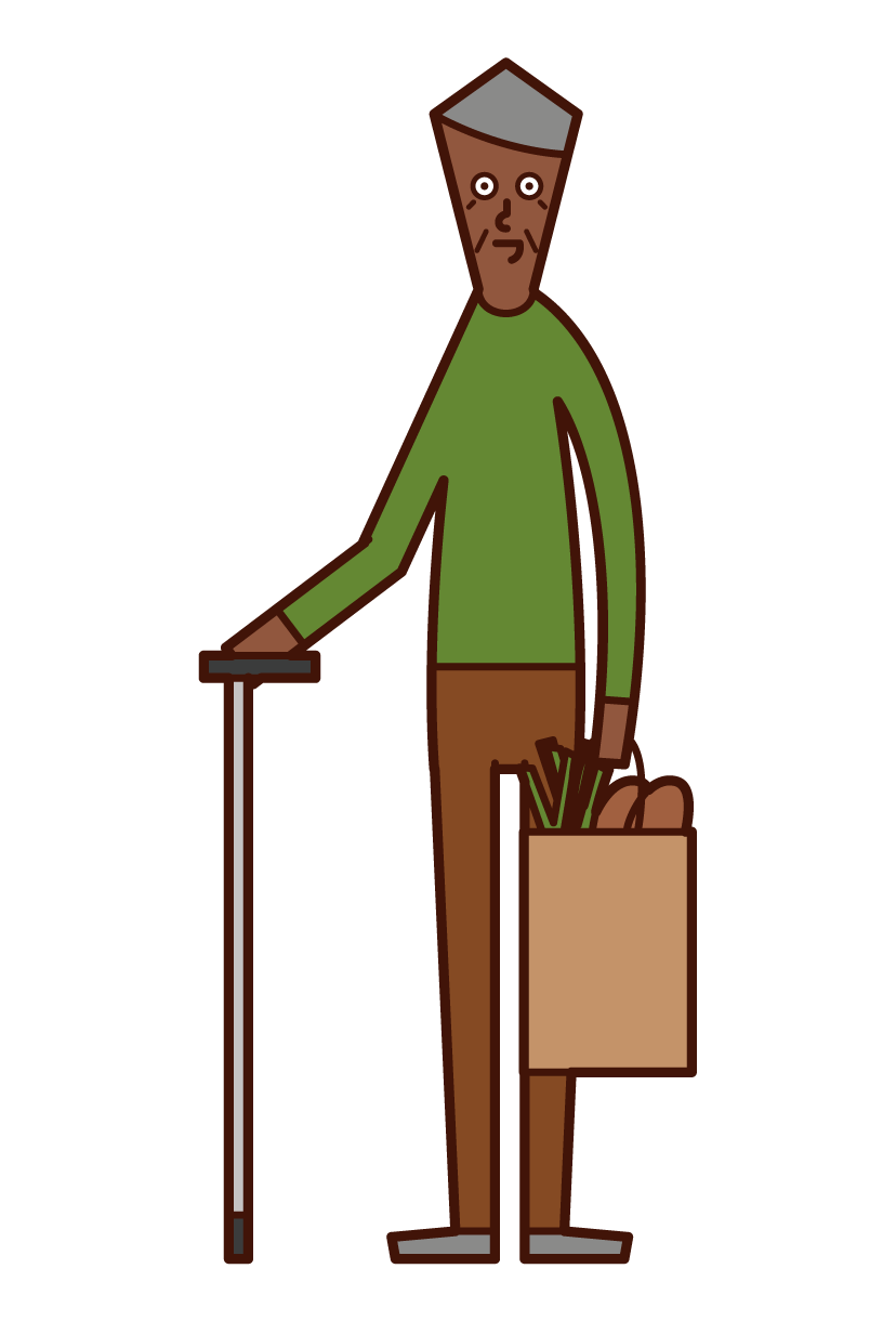 Illustration of a shopa buying person (old man)